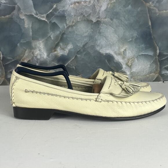 Bragano Mocassin Loafers Men\'s 8.5M Cream Leather Tassel Made in Italy main image 10